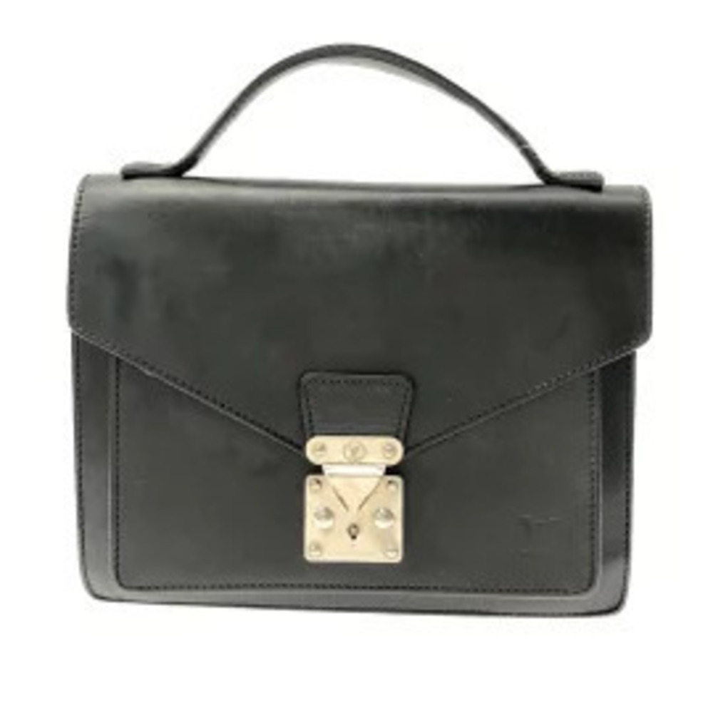 LOUIS VUITTON Monceau Handbag Black Leather